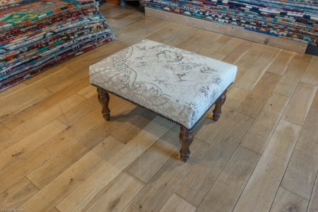 Hand-Made Anatolian Kilim Footstool From Turkey