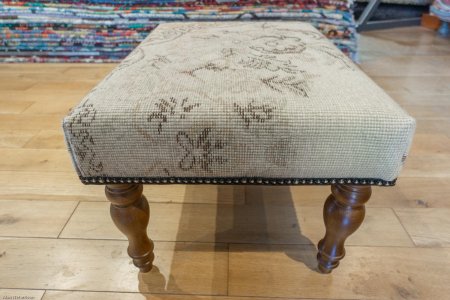 Hand-Made Anatolian Kilim Footstool From Turkey