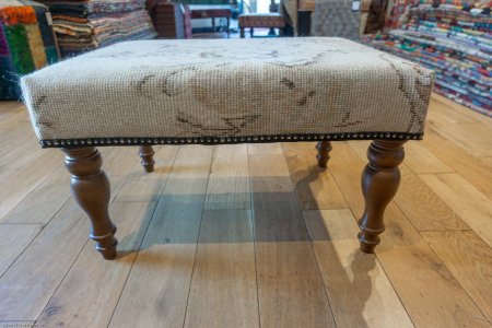 Hand-Made Anatolian Kilim Footstool From Turkey