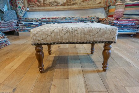 Hand-Made Anatolian Kilim Footstool From Turkey
