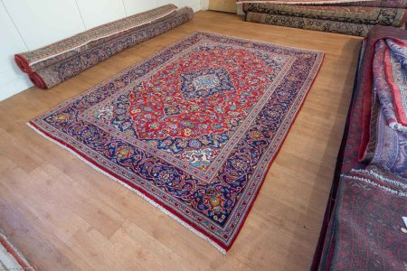 Hand-Knotted Kashan Rug From Iran (Persian)