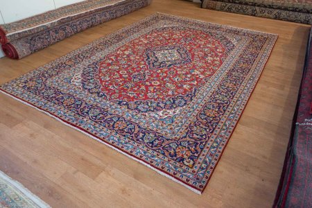 Hand-Knotted Kashan Rug From Iran (Persian)