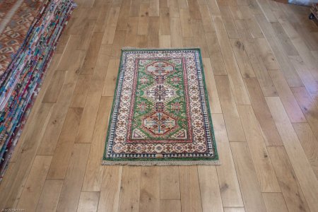 Hand-Knotted Kazak Rug From Afghanistan