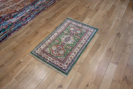 Hand-Knotted Kazak Rug From Afghanistan