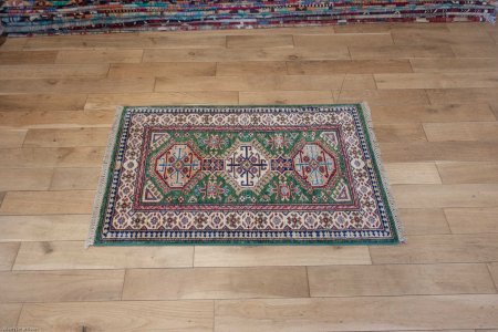 Hand-Knotted Kazak Rug From Afghanistan