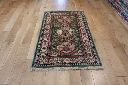 Hand-Knotted Kazak Rug From Afghanistan