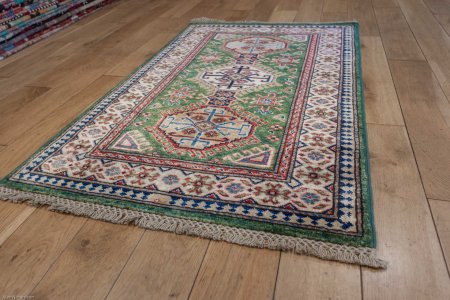 Hand-Knotted Kazak Rug From Afghanistan