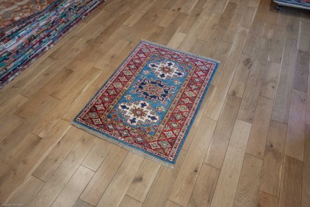 Hand-Knotted Kazak Rug From Afghanistan