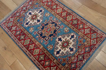 Hand-Knotted Kazak Rug From Afghanistan