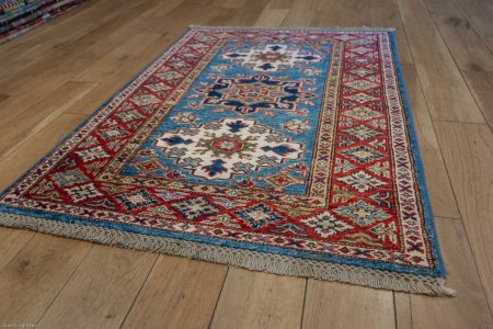 Hand-Knotted Kazak Rug From Afghanistan