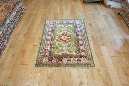 Hand-Knotted Kazak Rug From Afghanistan