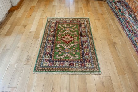 Hand-Knotted Kazak Rug From Afghanistan
