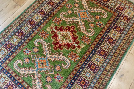 Hand-Knotted Kazak Rug From Afghanistan