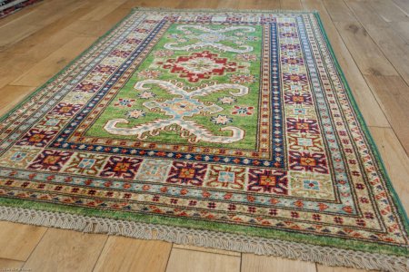 Hand-Knotted Kazak Rug From Afghanistan