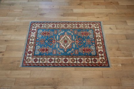 Hand-Knotted Kazak Rug From Afghanistan