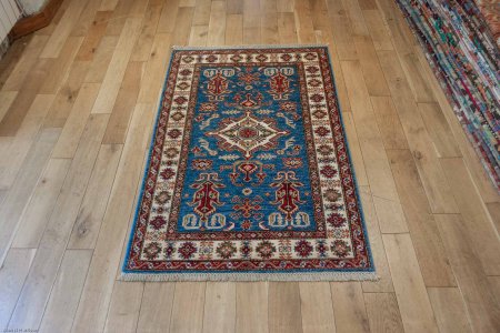 Hand-Knotted Kazak Rug From Afghanistan