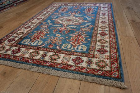 Hand-Knotted Kazak Rug From Afghanistan