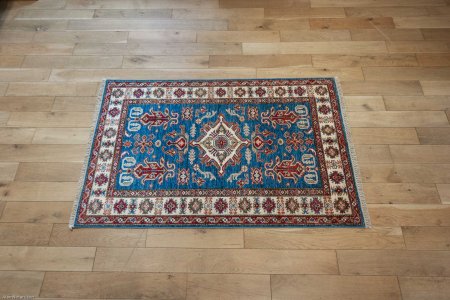 Hand-Knotted Kazak Rug From Afghanistan