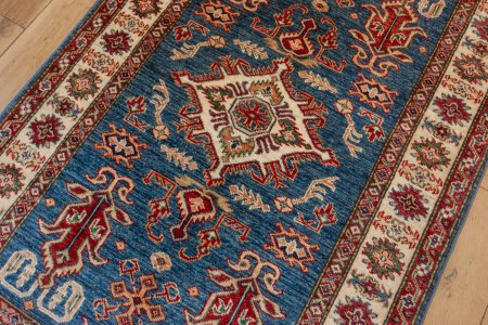 Hand-Knotted Kazak Rug From Afghanistan