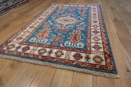 Hand-Knotted Kazak Rug From Afghanistan