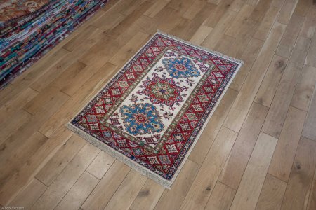 Hand-Knotted Kazak Rug From Afghanistan