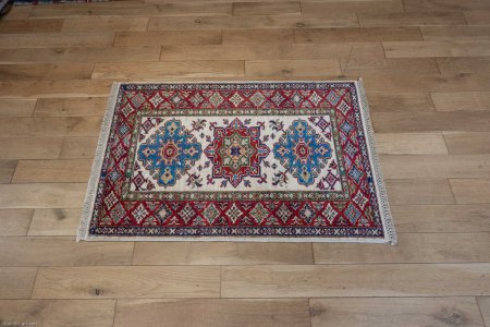 Hand-Knotted Kazak Rug From Afghanistan