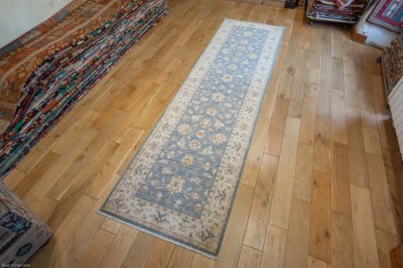 Hand-Knotted Ziegler Runner From Afghanistan