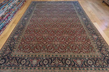 Hand-Knotted Indo Herati Rug From India