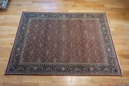 Hand-Knotted Indo Herati Rug From India