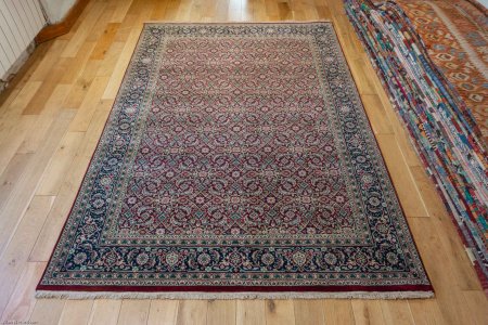 Hand-Knotted Indo Herati Rug From India