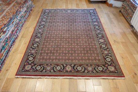 Hand-Knotted Indo Herati Rug From India