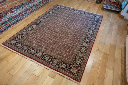 Hand-Knotted Indo Herati Rug From India