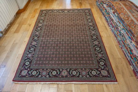 Hand-Knotted Indo Herati Rug From India