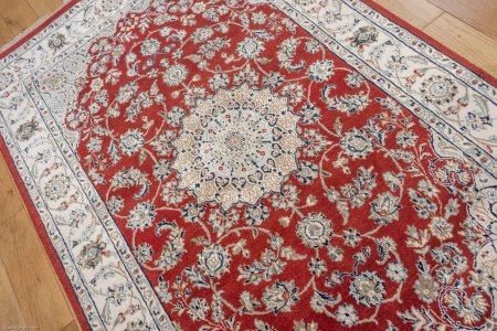 Hand-Knotted Nain Indian Rug From India