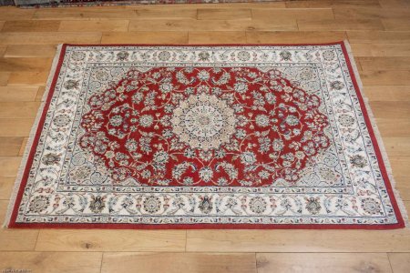 Hand-Knotted Nain Indian Rug From India