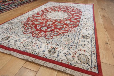 Hand-Knotted Nain Indian Rug From India