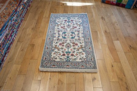 Hand-Knotted Indo Herati Rug From India
