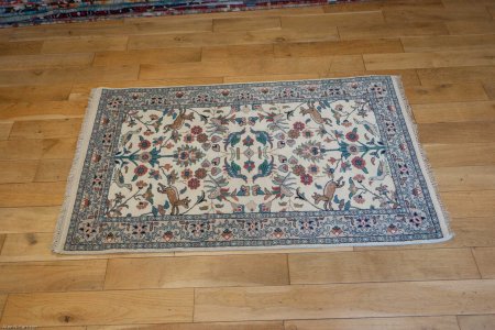 Hand-Knotted Indo Herati Rug From India