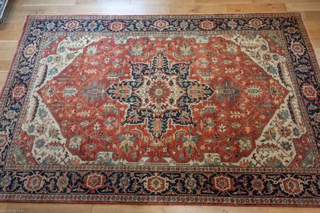 Hand-Knotted Fine Serapi Rug From India