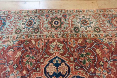 Hand-Knotted Fine Serapi Rug From India