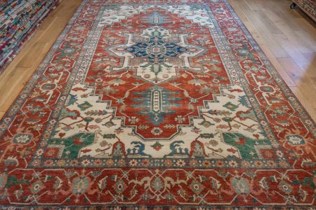 Hand-Knotted Fine Serapi Rug From India