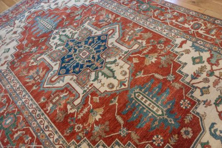 Hand-Knotted Fine Serapi Rug From India