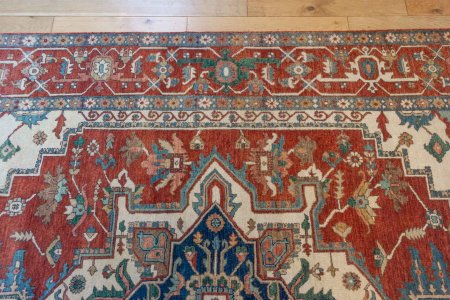 Hand-Knotted Fine Serapi Rug From India