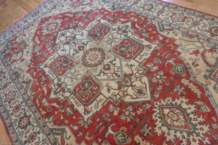 Hand-Knotted Fine Serapi Rug From India