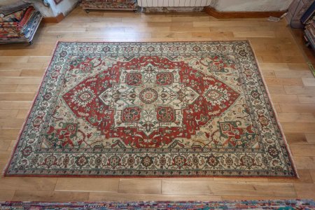 Hand-Knotted Fine Serapi Rug From India
