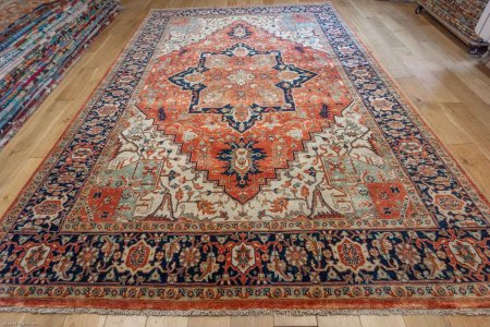 Hand-Knotted Fine Serapi Rug From India