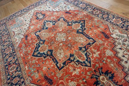 Hand-Knotted Fine Serapi Rug From India