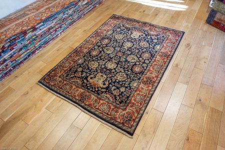 Hand-Knotted Mashad Palace Rug From India