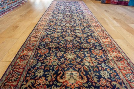 Hand-Knotted Mashad Palace Runner From India