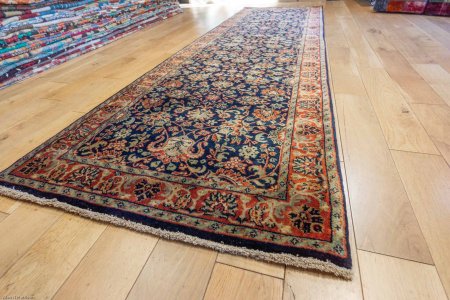 Hand-Knotted Mashad Palace Runner From India